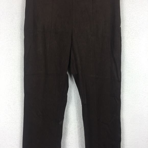 Good American Chocolate Brown Faux Suede Pant Size 8 Boss Split Hem Straight Leg - Picture 10 of 16